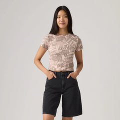 Graphic Logo Essential Sporty Tee - Zine Cowboy Grid Aop - Pink