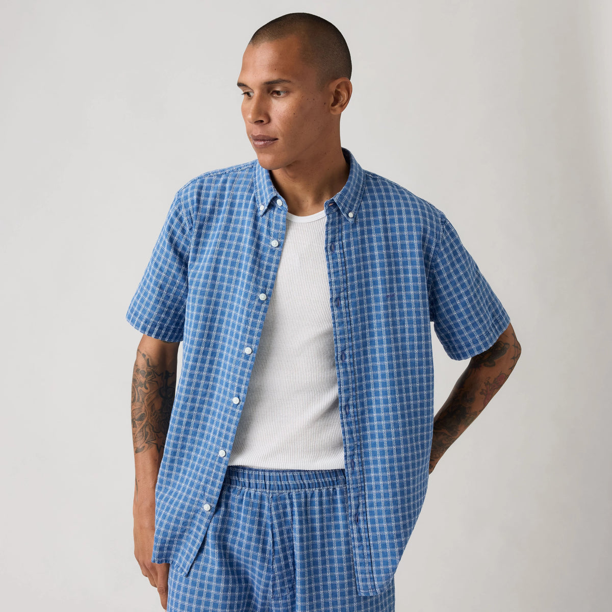Authentic Short-Sleeve Button-Down Shirt - Sunshine Indigo Dobby - Medium Wash