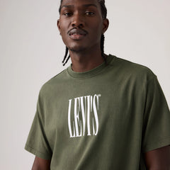 Relaxed Fit Vintage Graphic T-Shirt - Stretched Serif Kambaba - Green