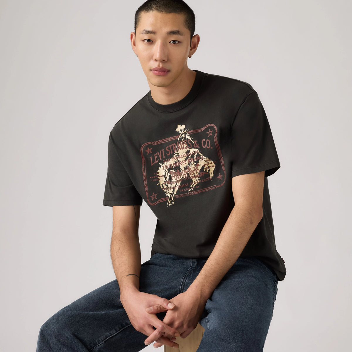 Relaxed Fit Vintage Graphic T-Shirt - Americas Finest Overalls Jet Black - Black