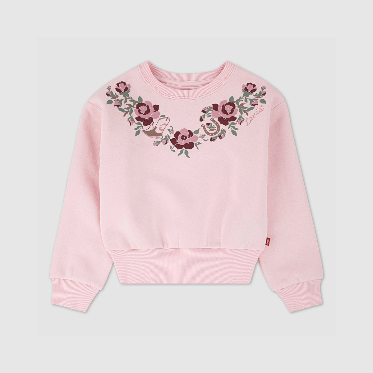 Western Crew Sweatshirt Little Girls 4-6x - Crystsal Rose - Pink