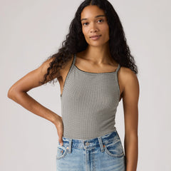 Dry Goods Apron Tank Top - Patricia Printed Che - Black