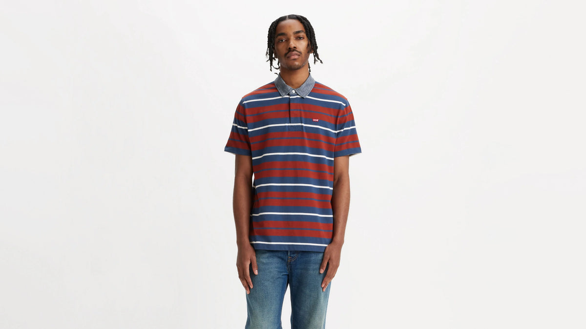 Classic Short-Sleeve Rugby Shirt - Quinton Stripe Sargasso Sea - Multi-Color