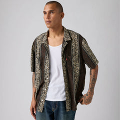 Classic Camp Shirt - Milas Floral Stripe - Black