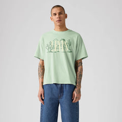 Relaxed Fit Graphic Boxy T-Shirt - Cactus Cameo Green - Green