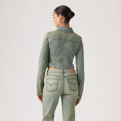Y2K Fitted Trucker Jacket - Miners Business Fitt - Medium Wash