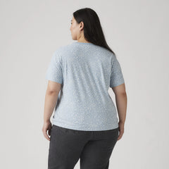 Perfect T-Shirt (Plus Size) - Scattered Floral Dus - Blue