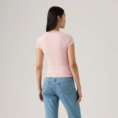 Graphic Riley Raglan T-Shirt - Pearl Embellished Le - Pink