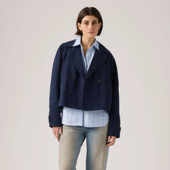 Bree Cropped Swing Trench Jacket - Nightwatch Blue - Blue