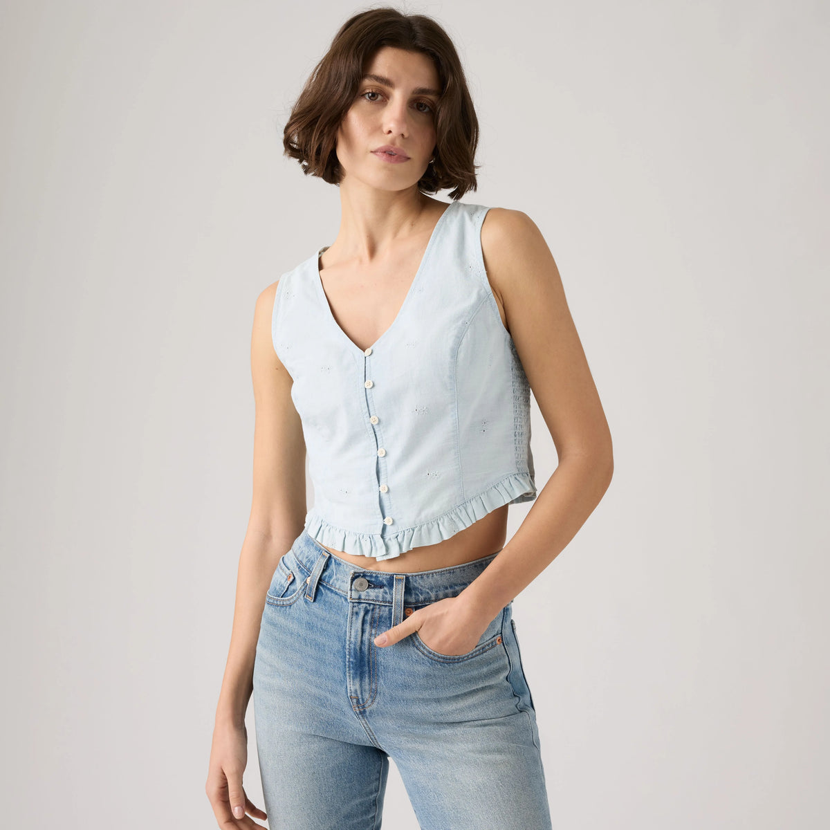 Teagan Blouse - Watch Me - Light Wash
