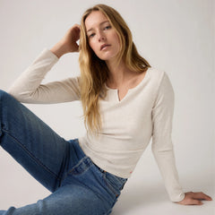 Dry Goods Women's Supersoft Long-Sleeve Tee - Oatmeal Heather - White