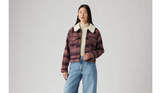 Shrunken '90s Flannel Jacket - Gough Plaid Rose Taupe - Pink