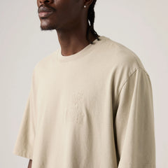 Loose Fit Half-Sleeve Embroidered Graphic T-Shirt - Tonal Vintage Khaki - Tan