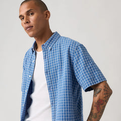 Authentic Short-Sleeve Button-Down Shirt - Sunshine Indigo Dobby - Medium Wash
