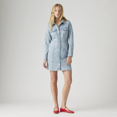 Flynn Western Mini Dress - Plant Pause - Medium Wash