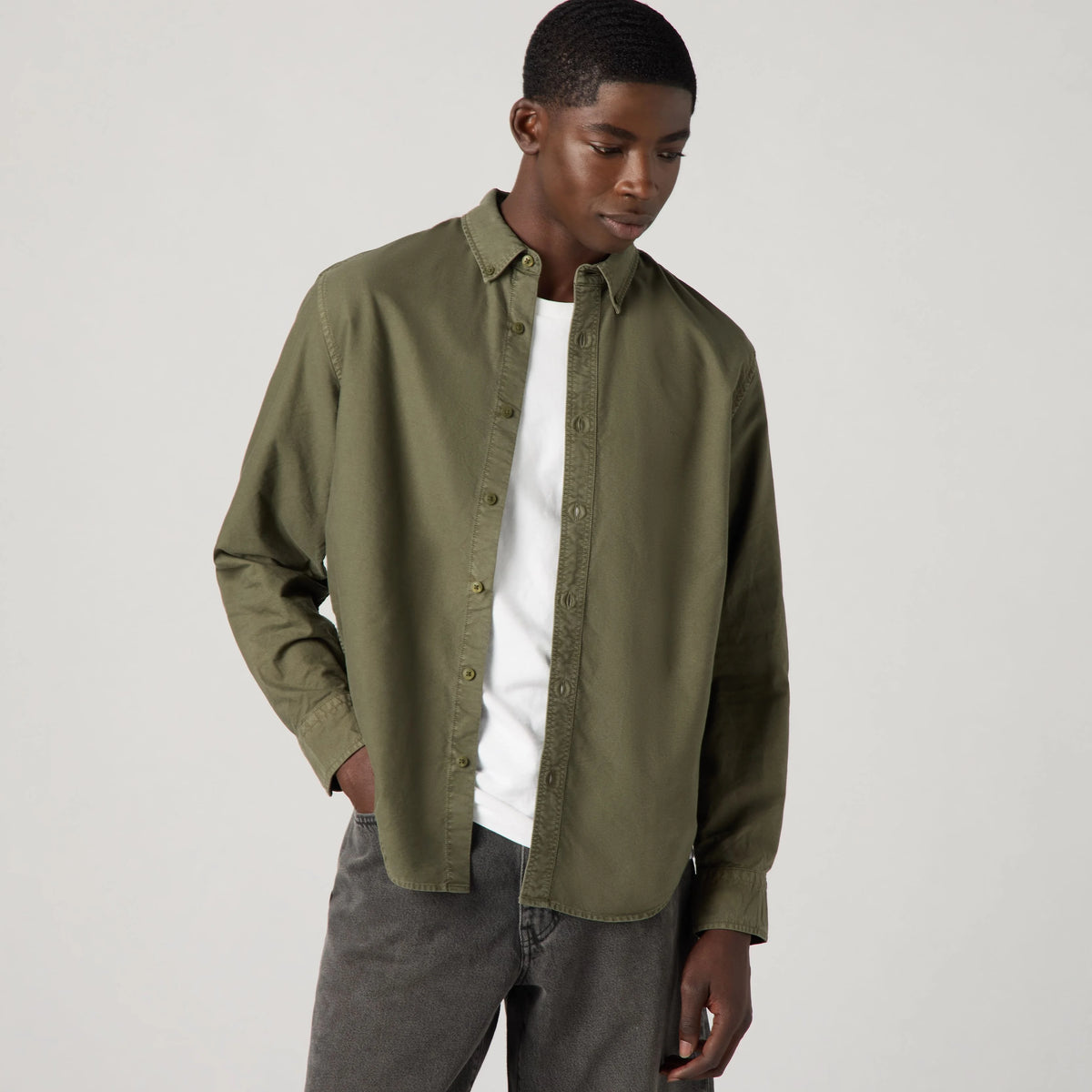 Authentic Button-Down Garment Dye Shirt - Cycle Olive Garment Dye - Green