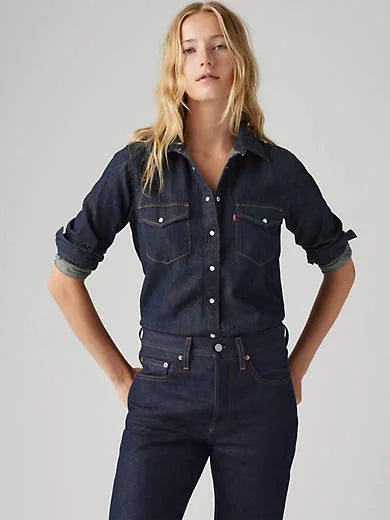 Iconic Western Linen+ Denim Shirt - Today's News - Dark Wash