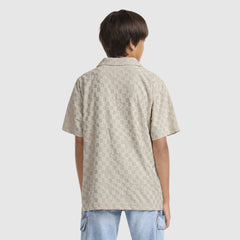 Knit Camp Shirt Big Boys 8-20 - Pumice Stone - Brown