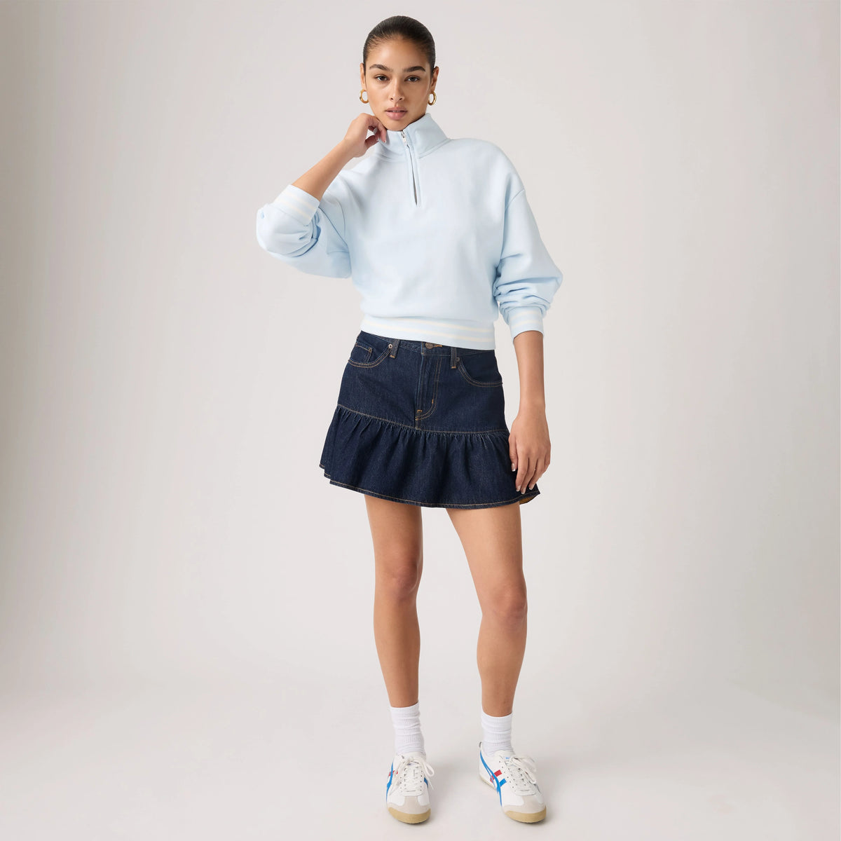 Flounce Mini Lightweight Skirt - Reign Of The Rinse - Dark Wash