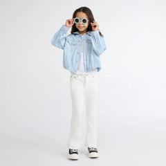 Bubble Denim Trucker Jacket Little Girls 4-6 - Wow Me Over - Light Wash