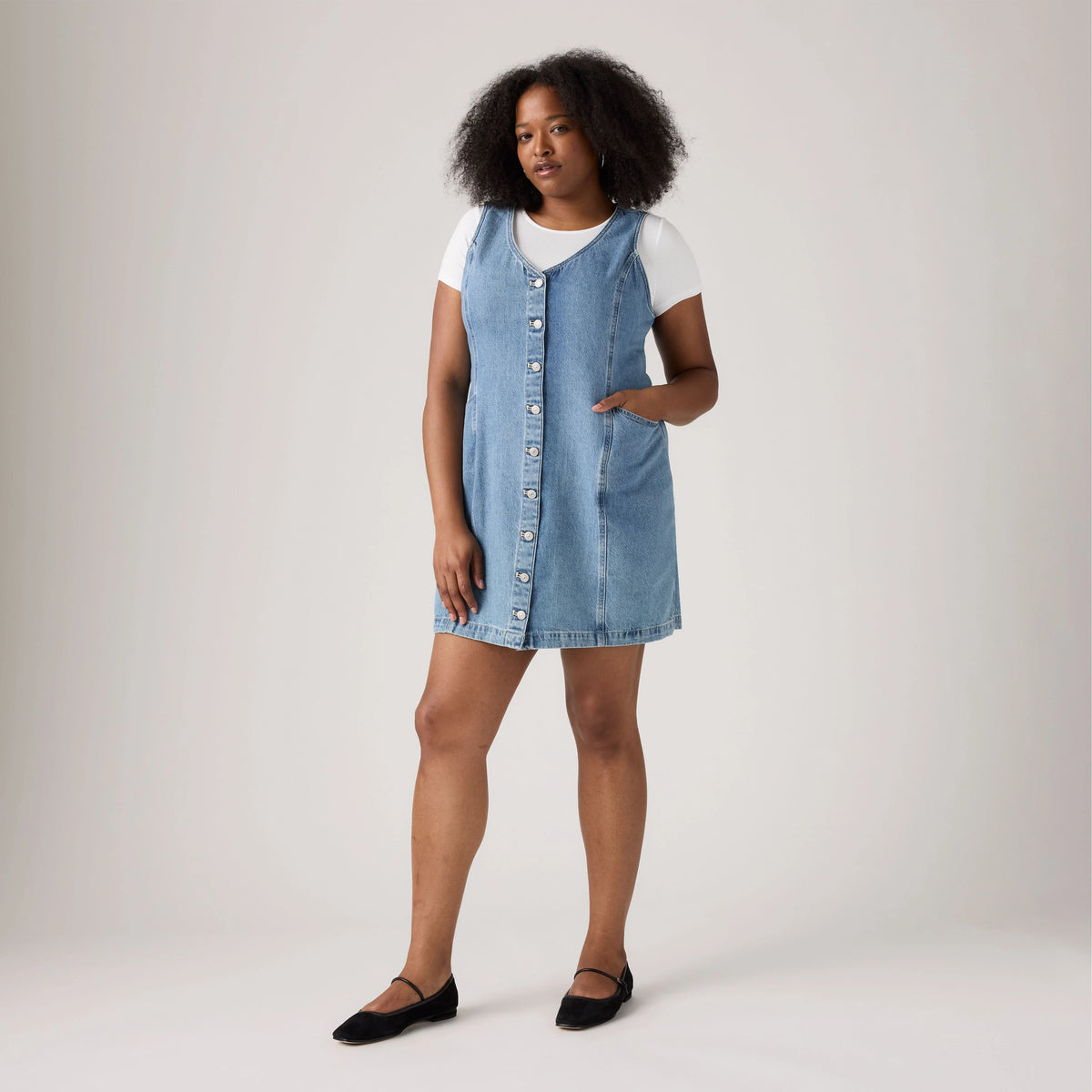 Vianna Vest Mini Dress (Plus Size) - Special Showing - Medium Wash