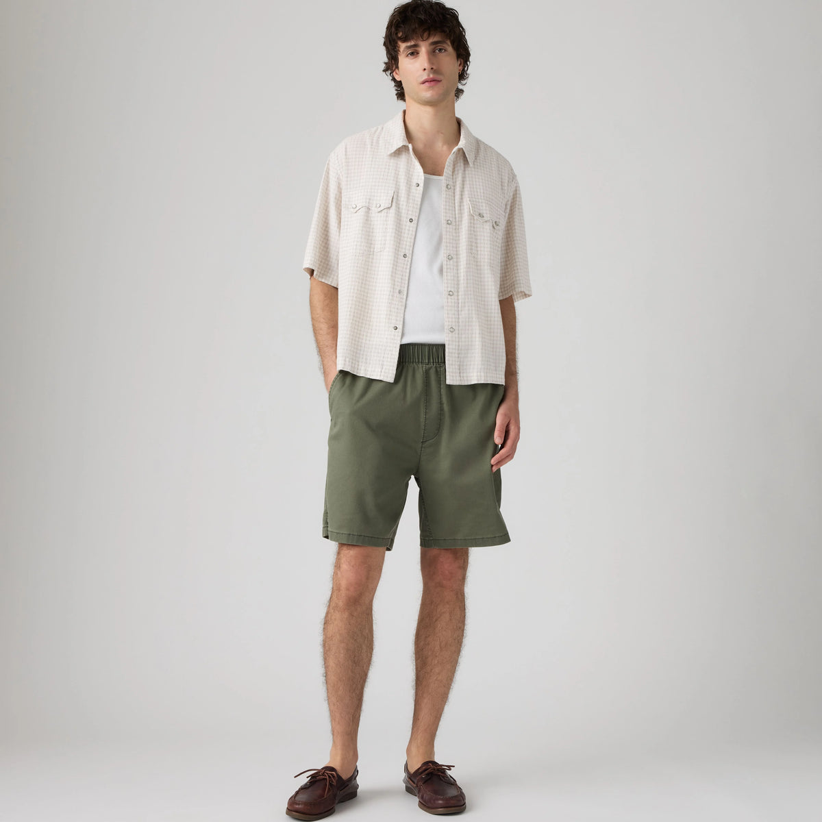 Boxer Cotton Linen 7" Men's Shorts - Kambaba Cotton Linen Twill - Grey
