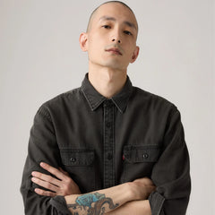 Jackson Worker Overshirt - Cosmo Washed Plaid - Black