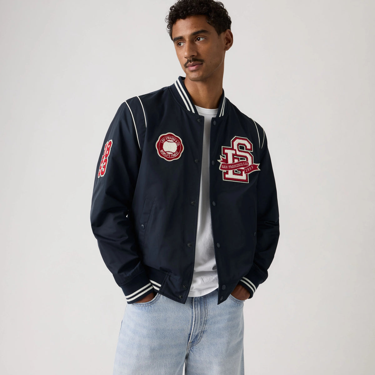 Varsity Patch Bomber - Navy - Blue