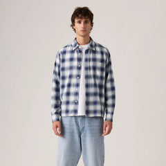 Duboce Boxy Overshirt - James Plaid Rain Washed - Blue