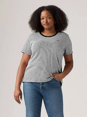 Perfect Creweck Tee Shirt (Plus Size) - Stripe Caviar Black
