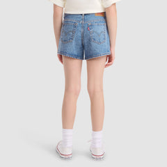 Embroidered Mini Mom Denim Short Big Girls 7-16 - Coastal Drift - Blue