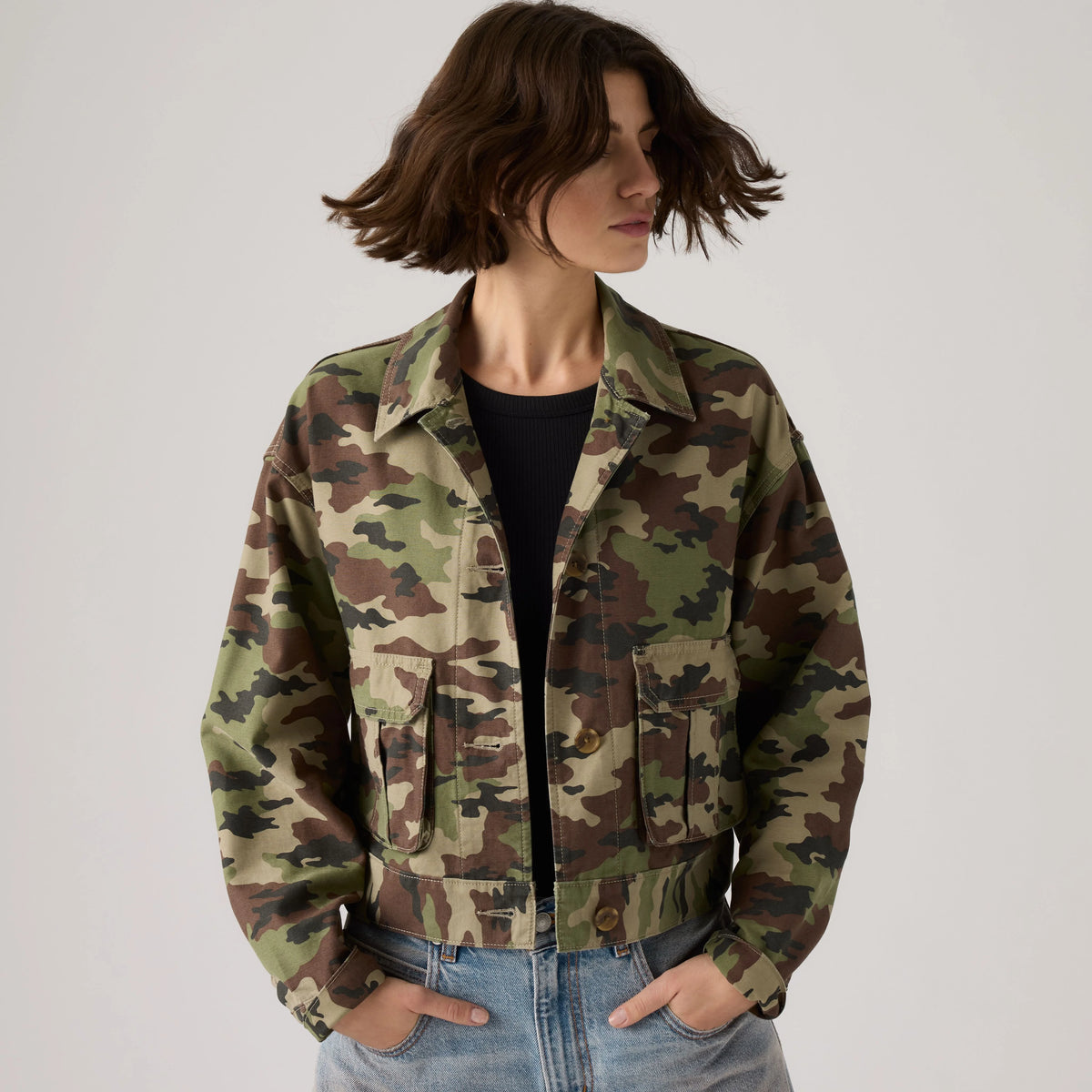Marlowe Cropped Utility Heritage Jacket - Waller Camo V2 Cover - Green