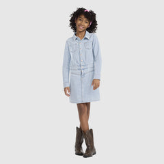 Long Sleeve Western Dress Big Girls 7-16 - This and That - Light Blue