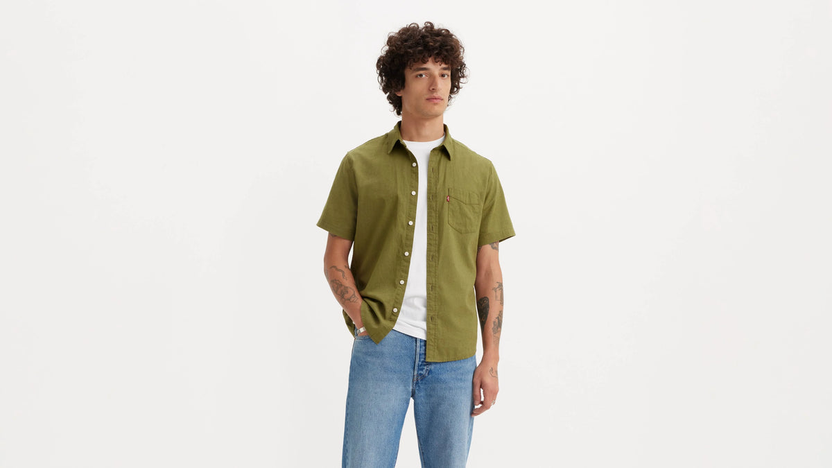 Short Sleeve Classic One Pocket Standard Fit Shirt - Capulet Olive - Green