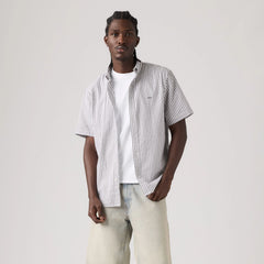 Authentic Short-Sleeve Button-Down Shirt - Aldwyn Stripe Smoked Pearl - Grey