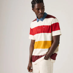 Classic Short-Sleeve Rugby Shirt - Wesley Stripe Egret - Multi-Color