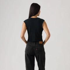 Jemma Knot Sleeveless Tee - Anthracite Night - Black