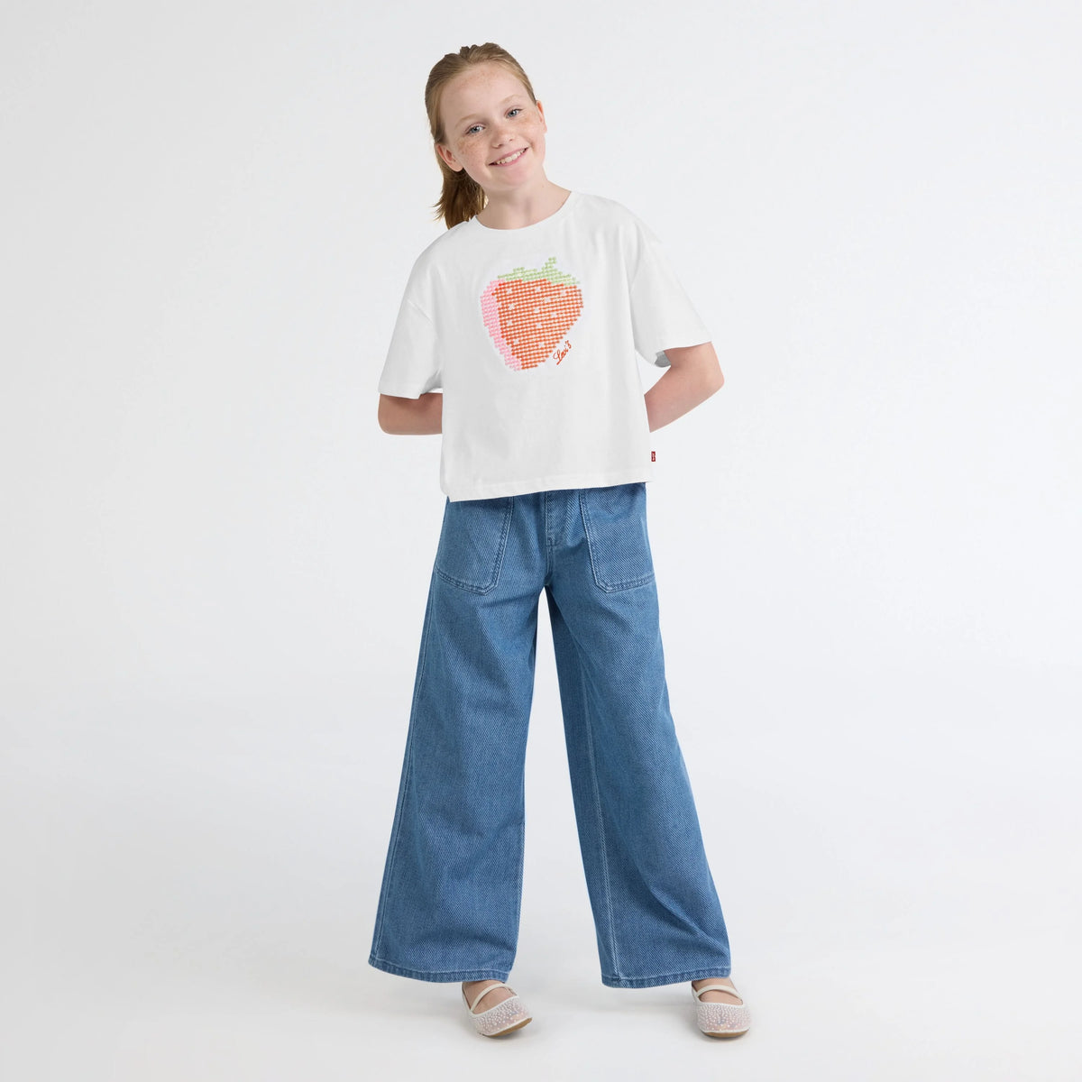 Short Sleeve Strawberry Graphic Tee Big Girls 7-16 - Bright White