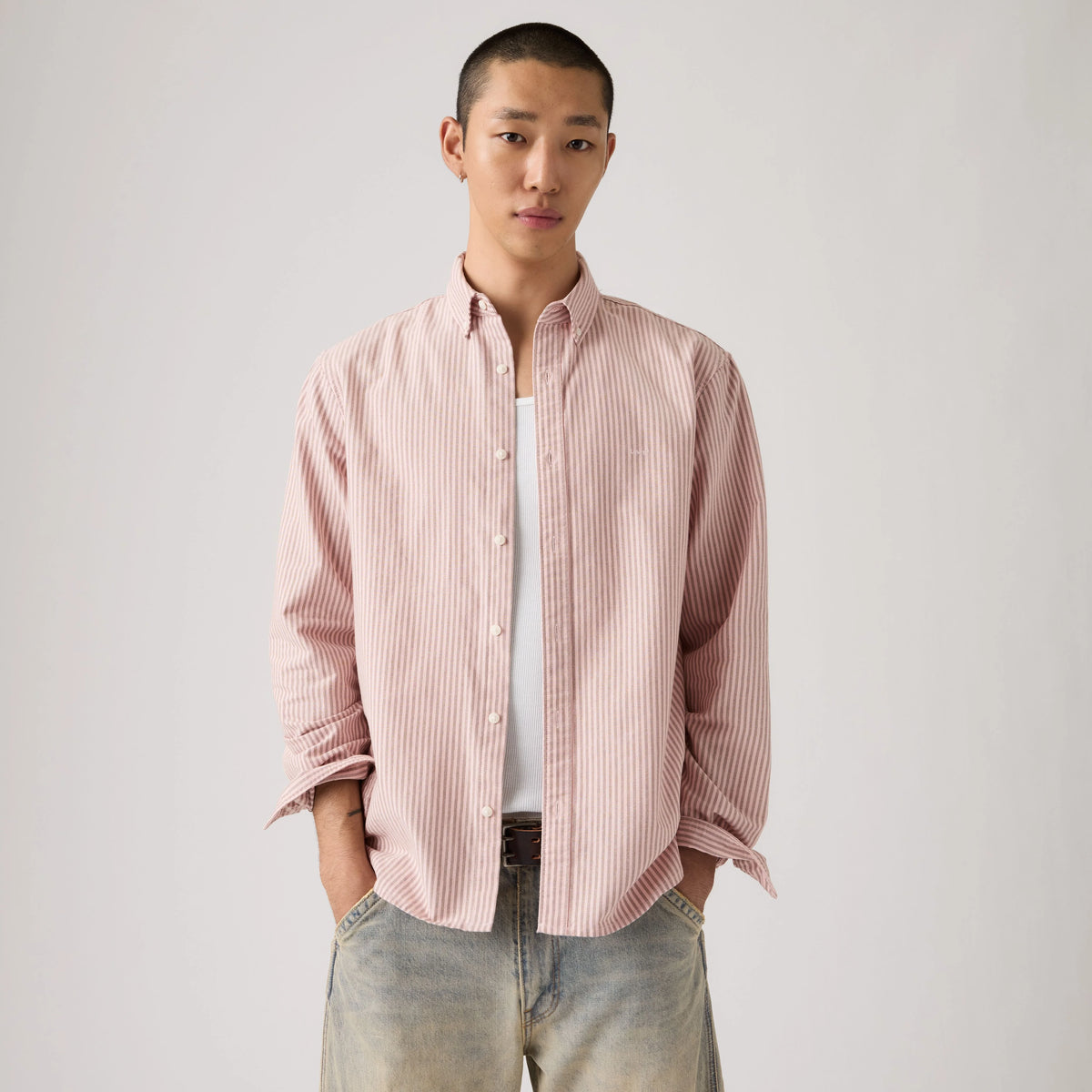Authentic Button-Down Shirt - Waylon Stripe Au Naturel - Pink