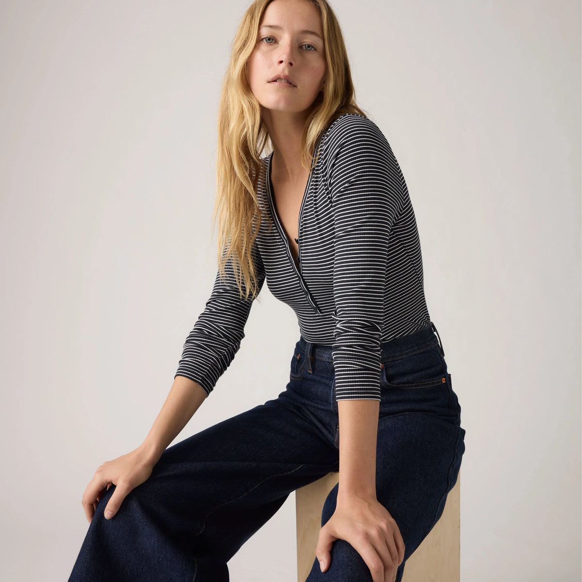 Dreamy Henley - Dark Sapphire Stripe - Blue