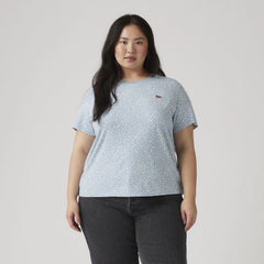 Perfect T-Shirt (Plus Size) - Scattered Floral Dus - Blue