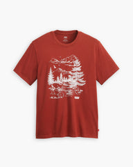 Relaxed Fit Short Sleeve Graphic T-Shirt - Nature Deer - Red
