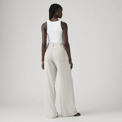 XL Baggy Straight Linen Blend Women's Pants - Crystal Gray - Grey