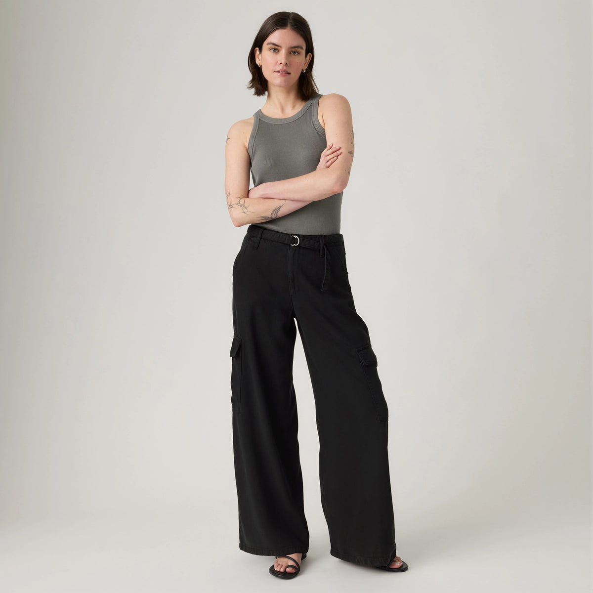 Baggy Dad Cargo TENCEL™ Women's Pants - Caviar - Black