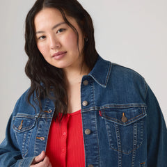 Original Trucker Jacket (Plus Size) - See Her Run - Medium Wash
