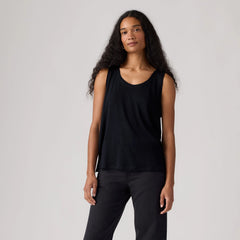 Lori Linen Scoop Tank Top - Anthracite Night - Black