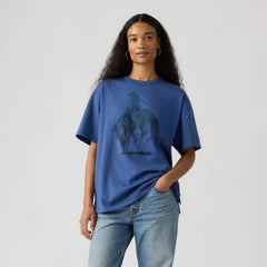 Graphic Logo Tabor T-Shirt - Studded Faded Cowboy - Blue