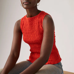 Bella Smocked Top - Signal Red - Red