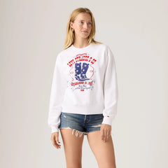Graphic Logo Heritage Crewneck Sweatshirt - Crew Poster Daisy Bo - White