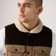 Utility Quilted Vest - Tan and Dark Brown